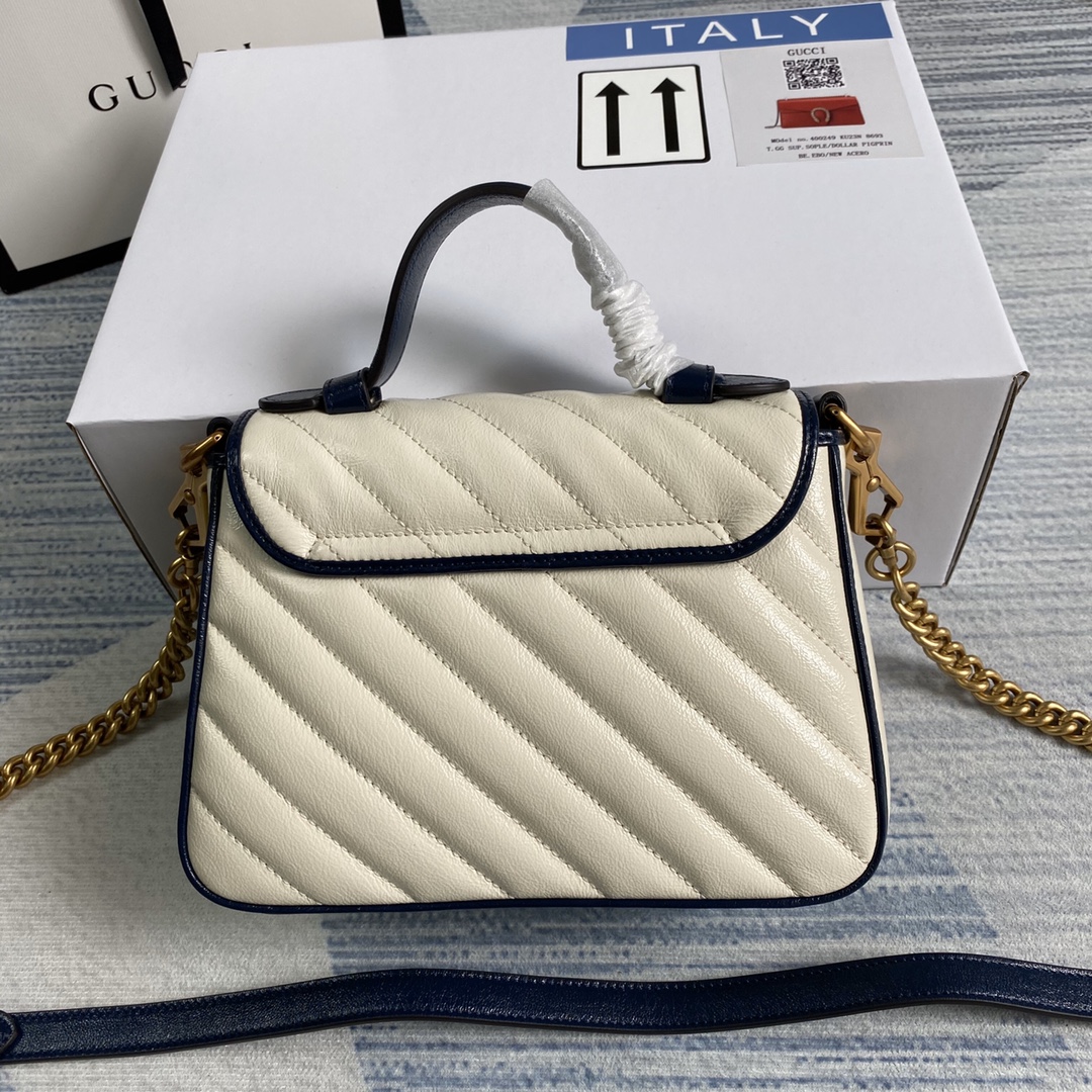 Gucci GG Marmont Mini Top Handle Bag Shoulder Bag 583571 White